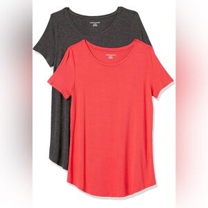 Amazon Essentials 2 Pack Scoop Neck Tunic Tops XS Short Sleeve NEW